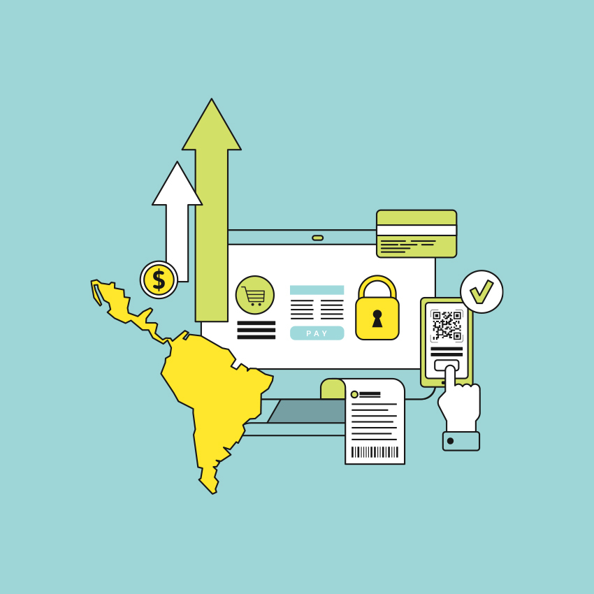 Infographic map of digital payments in Latin America